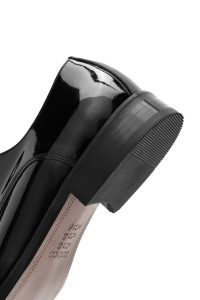 کفش کلاسیک مردانه مشکی چرمی براق بنددار دری مد