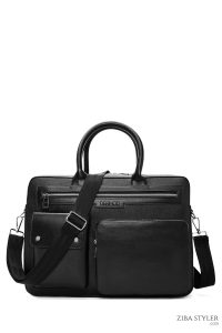 کیف اداری مردانه مشکی بند بلند دری مد