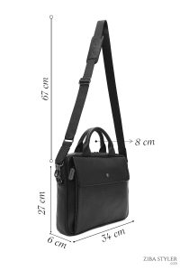 کیف اداری چرمی مردانه مشکی بند بلند دری مد