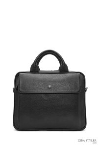 کیف اداری چرمی مردانه مشکی بند بلند دری مد