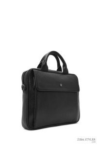 کیف اداری چرمی مردانه مشکی بند بلند دری مد