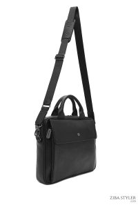 کیف اداری چرمی مردانه مشکی بند بلند دری مد