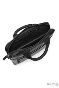 کیف اداری چرمی مردانه مشکی بند بلند دری مد