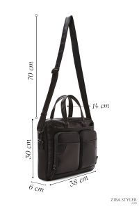 کیف اداری چرمی مردانه مشکی بند بلند دری مد