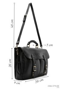 کیف اداری چرمی مردانه مشکی بند بلند دری مد