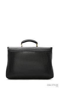 کیف اداری چرمی مردانه مشکی بند بلند دری مد