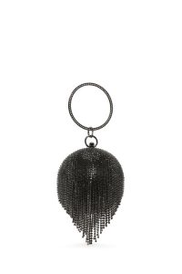 کیف دستی نگین دار با بند بلند مشکی زنانه دری مد