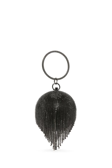 کیف دستی نگین دار با بند بلند مشکی زنانه دری مد