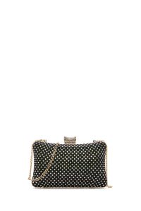 کیف دستی نگین دار زنجیردار بلند مشکی زنانه دری مد