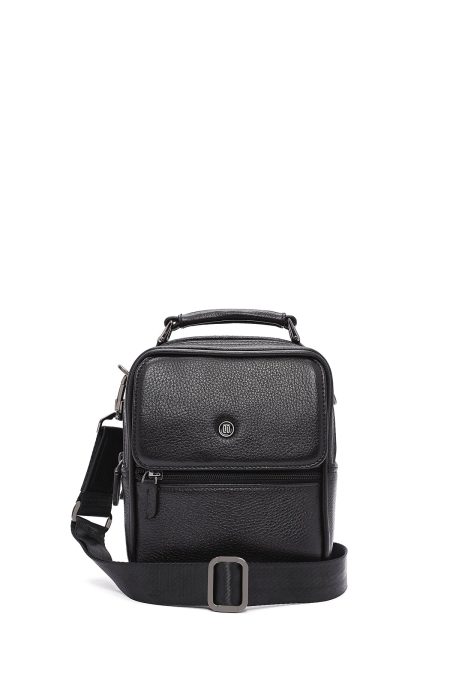 کیف دستی چرمی مردانه مشکی بند بلند دری مد