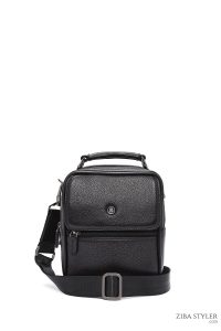 کیف دستی چرمی مردانه مشکی بند بلند دری مد