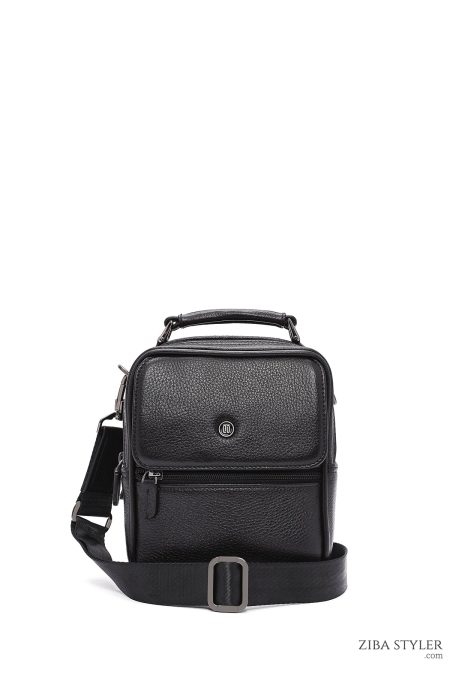 کیف دستی چرمی مردانه مشکی بند بلند دری مد