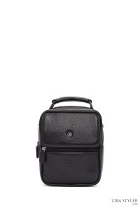 کیف دستی چرمی مردانه مشکی بند بلند دری مد