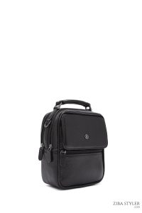 کیف دستی چرمی مردانه مشکی بند بلند دری مد