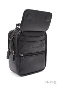 کیف دستی چرمی مردانه مشکی بند بلند دری مد