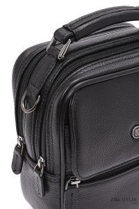 کیف دستی چرمی مردانه مشکی بند بلند دری مد