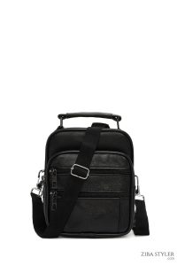 کیف دستی چرمی مردانه مشکی بند بلند دری مد