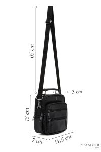 کیف دستی چرمی مردانه مشکی بند بلند دری مد