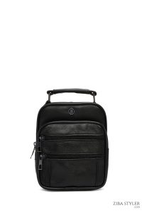 کیف دستی چرمی مردانه مشکی بند بلند دری مد