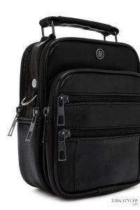 کیف دستی چرمی مردانه مشکی بند بلند دری مد