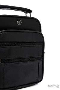 کیف دستی چرمی مردانه مشکی بند بلند دری مد