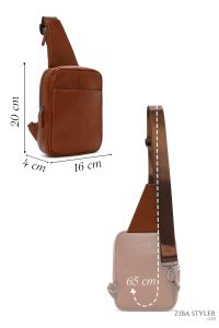 کیف دوشی چرمی مردانه عسلی دری مد