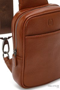 کیف دوشی چرمی مردانه عسلی دری مد