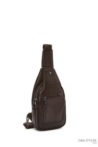 کیف دوشی چرمی مردانه قهوه‌ای دری مد