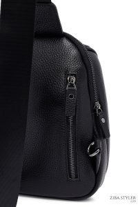 کیف دوشی چرمی مردانه مشکی دری مد