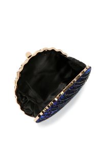 کیف زنانه آبی مجلسی زنجیردار پولکی باکس دستی دری مد