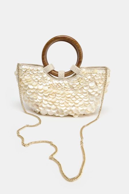 کیف زنانه اپلیکه مرواریدی براق زارا – ZARA