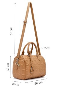 کیف زنانه دستی قهوه‌ای بند بلند چاپ‌دار دری مد