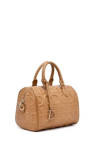 کیف زنانه دستی قهوه‌ای بند بلند چاپ‌دار دری مد