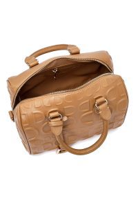 کیف زنانه دستی قهوه‌ای بند بلند چاپ‌دار دری مد