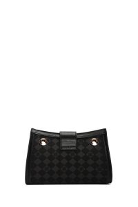 کیف زنانه مشکی دوشی بلند چاپ‌دار دری مد