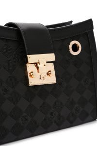 کیف زنانه مشکی دوشی بلند چاپ‌دار دری مد