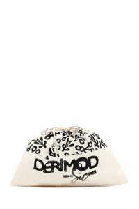 کیف زنانه مینی دستی پارچه‌ای طرح‌دار مشکی چاپ سنگی Kastamonu بند بلند دری مد