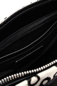 کیف زنانه مینی دستی پارچه‌ای طرح‌دار مشکی چاپ سنگی Kastamonu بند بلند دری مد