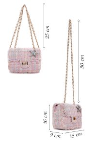 کیف زنانه مینی دوشی صورتی بند بلند با اکسسوری دری مد