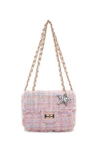 کیف زنانه مینی دوشی صورتی بند بلند با اکسسوری دری مد