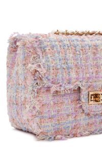 کیف زنانه مینی دوشی صورتی بند بلند با اکسسوری دری مد