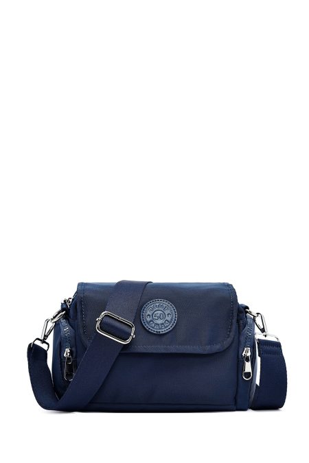 کیف زنانه کراس بادی پارچه‌ای سرمه‌ای دری مد