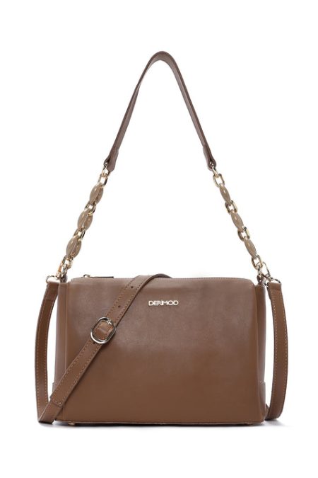 کیف شانه ای ای زنانه بند بلند برنزه دری مد