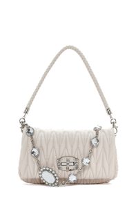 کیف شانه ای بند بلند کرم دار زنانه دری مد