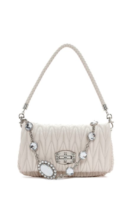 کیف شانه ای بند بلند کرم دار زنانه دری مد