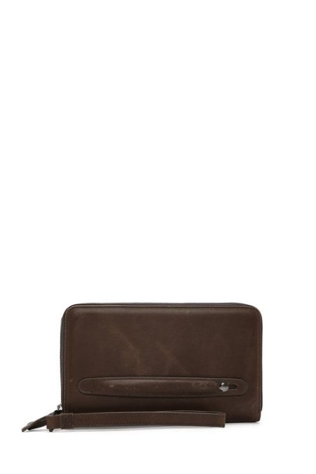 کیف مردانه چرم قهوه ای با محفظه تلفن