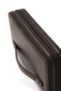 کیف مردانه چرم قهوه ای با محفظه تلفن