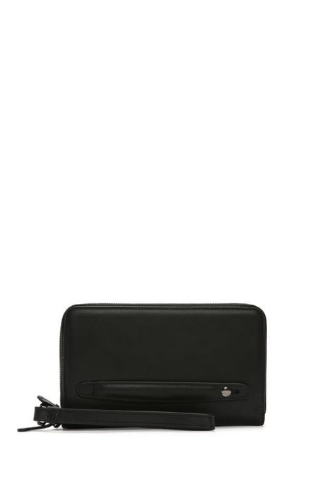 کیف مردانه چرم مشکی با محفظه تلفن