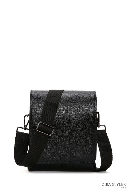 کیف مسنجر چرمی مشکی مردانه دری مد