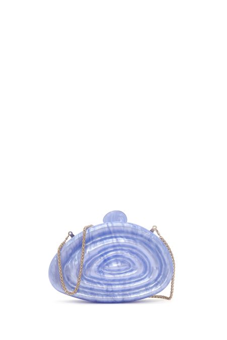 کیف مینی کلاچ زنانه آبی بند بلند طرح‌دار دری مد